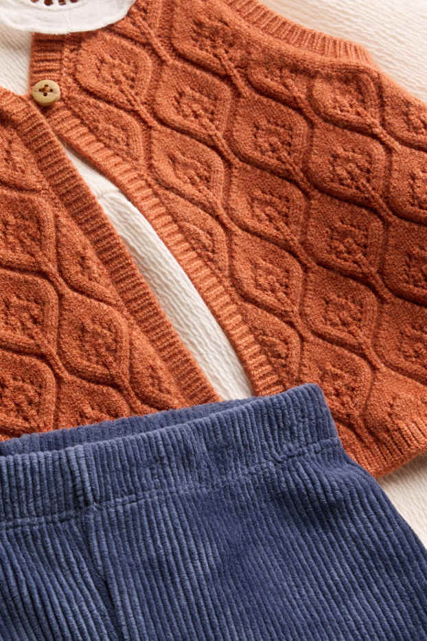 Baby Mädchen - Baby-Outfit - 3 teilig - braun / cremeweiß