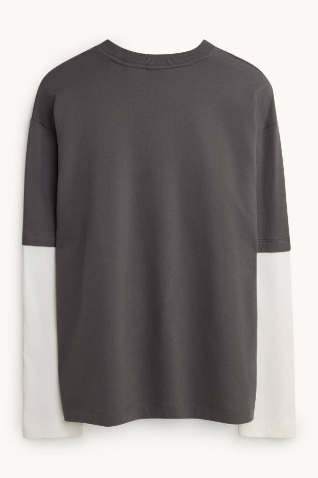 Men - T-shirt - relaxed fit - dark gray