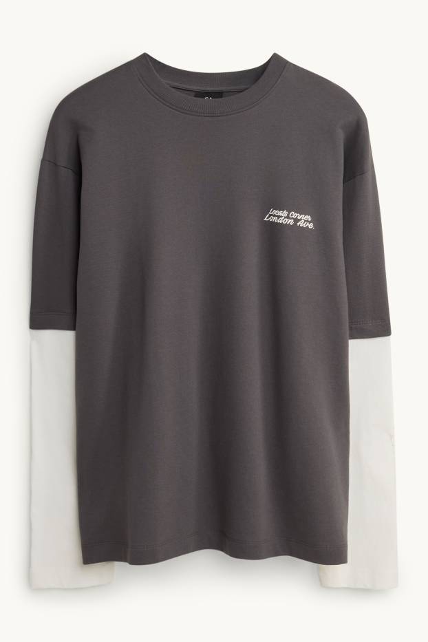 Men - T-shirt - relaxed fit - dark gray