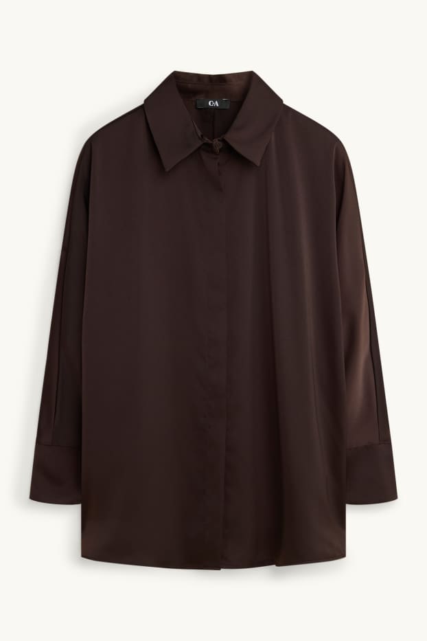 Femmes - Chemisier en satin - marron foncé