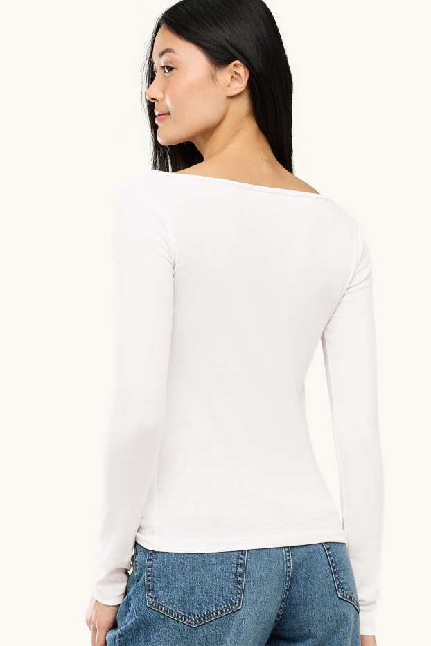 Dames - Longsleeve - slim fit - crème wit