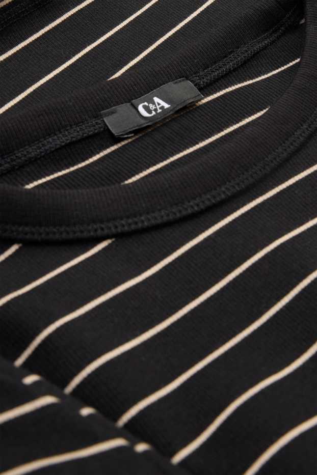 Dona - Samarreta de mànigues llargues - slim fit - de ratlles - negre/blanc