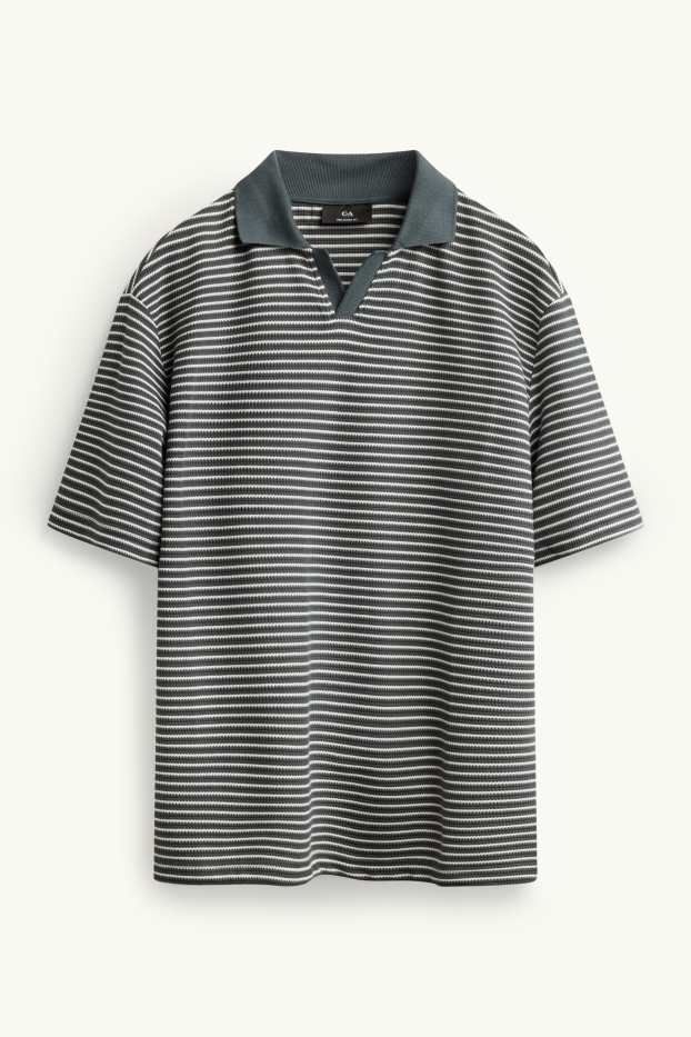 Home - Polo - relaxed fit - de ratlles - verd fosc / blanc