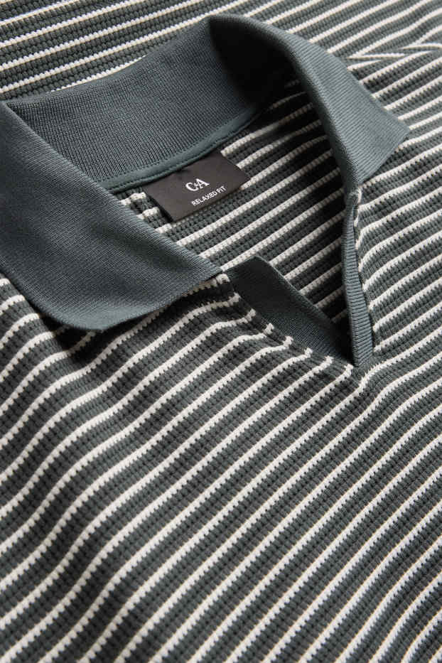 Home - Polo - relaxed fit - de ratlles - verd fosc / blanc
