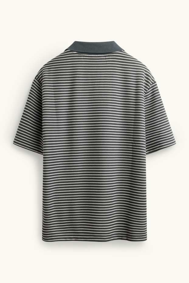 Home - Polo - relaxed fit - de ratlles - verd fosc / blanc
