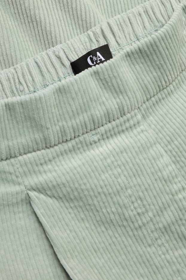 Femmes - Pantalon en velours côtelé - high waist - tapered fit - LYCRA® - vert clair