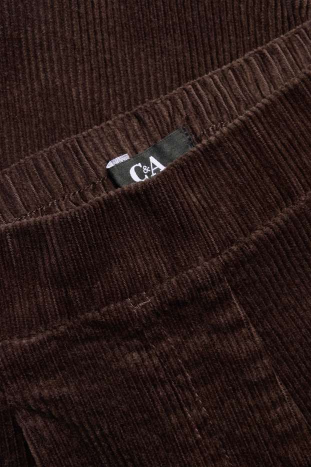 Femmes - Pantalon en velours côtelé - high waist - tapered fit - LYCRA® - marron foncé