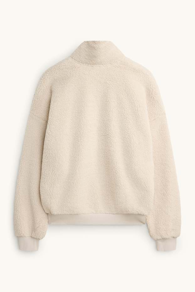 Men - Oversized teddy fur sweatshirt - cremewhite