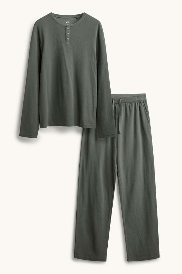Hommes - Pyjama - texturé - vert foncé