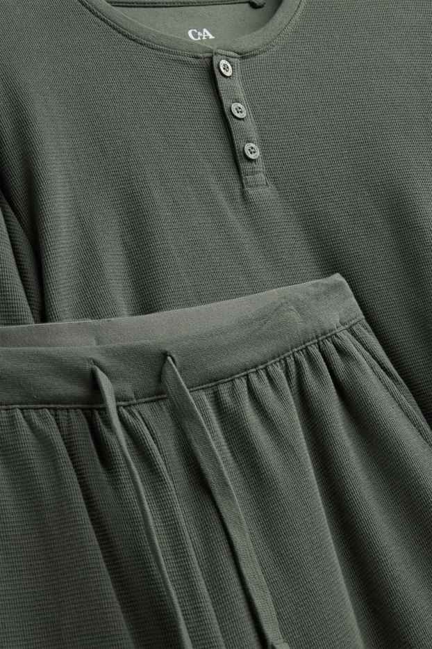 Hommes - Pyjama - texturé - vert foncé