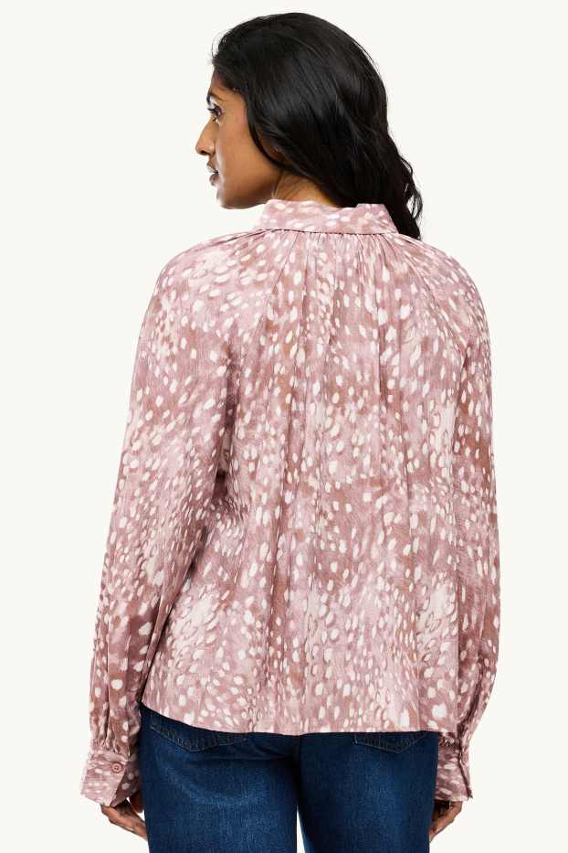 Dames - Overhemdblouse - met patroon - bruin