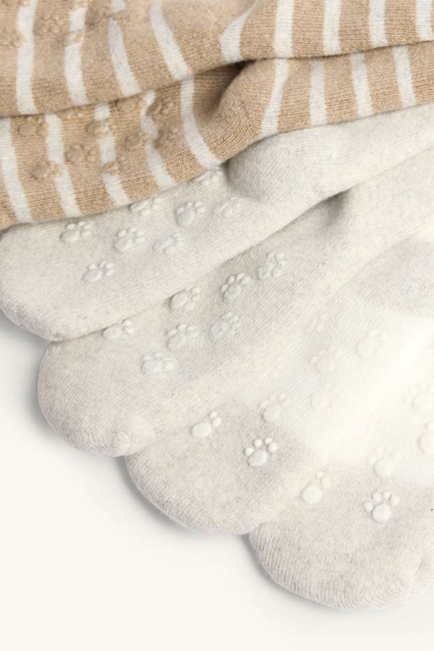 Baby Mädchen - Multipack 3er - Bärchen - Baby-Noppensocken mit Motiv - beige / braun