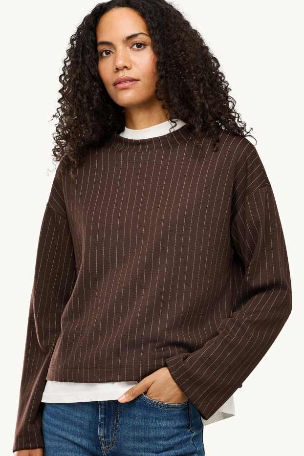 Damen - Sweatshirt - gestreift - braun