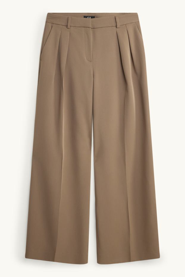 Femmes - Pantalon de bureau - high waist - wide leg - beige