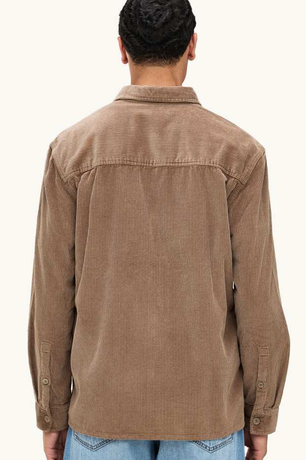Hommes - Chemise en velours côtelé - relaxed fit - col kent - marron