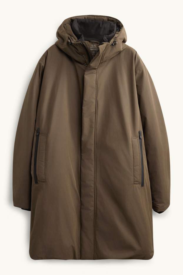 Home - Parca embuatada amb caputxa - folrada - impermeable - marró