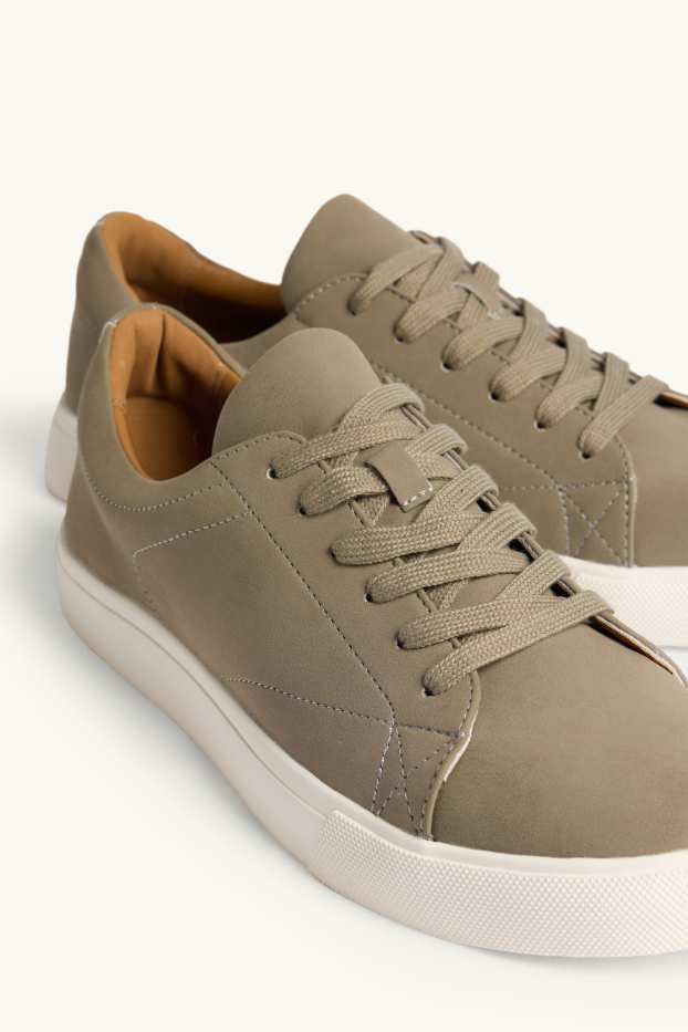 Men - Trainers - faux suede - taupe