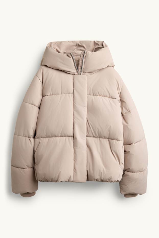 Women - Quilted jacket with hood - lined - water-repellent - beige