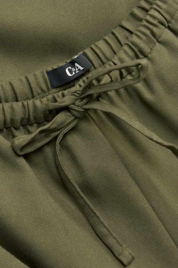 Damen - Stoffhose - Mid Waist - Wide Leg - dunkelgrün