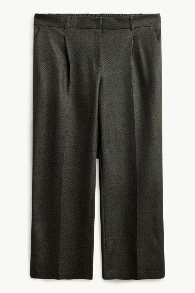 Femmes - Pantalon en toile - high waist - wide leg - à motif - gris foncé