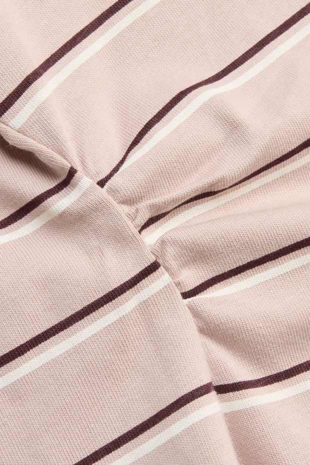 Damen - T-Shirt - Slim Fit - gestreift - braun / rosa