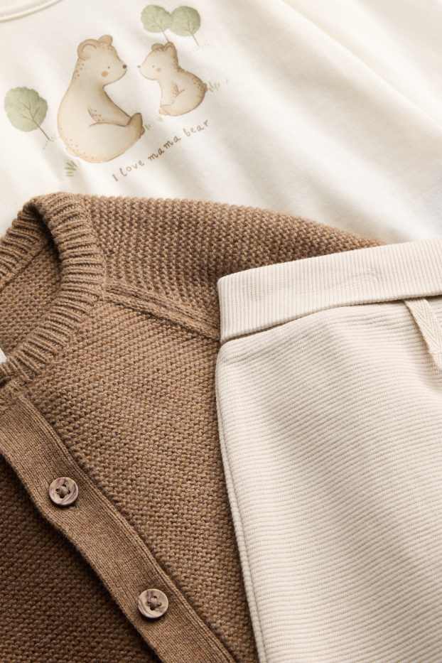 Baby Boys - Bear - baby outfit - 3 piece - beige / brown