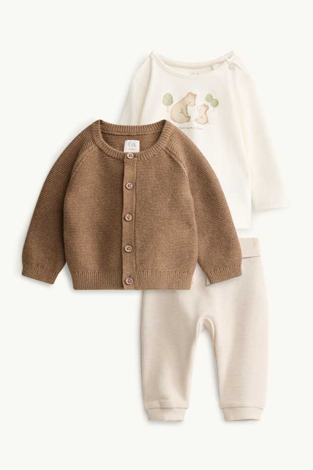 Baby Boys - Bear - baby outfit - 3 piece - beige / brown