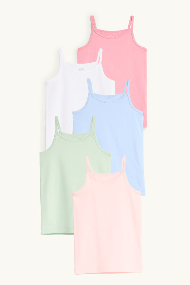 Kinder Mädchen - Multipack 5er - Singlet - pink / hellblau