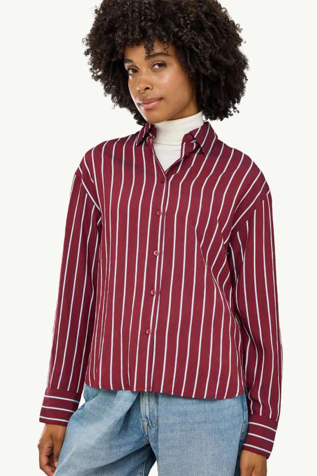 Femmes - Blouse-chemise - à rayures - rouge / blanc