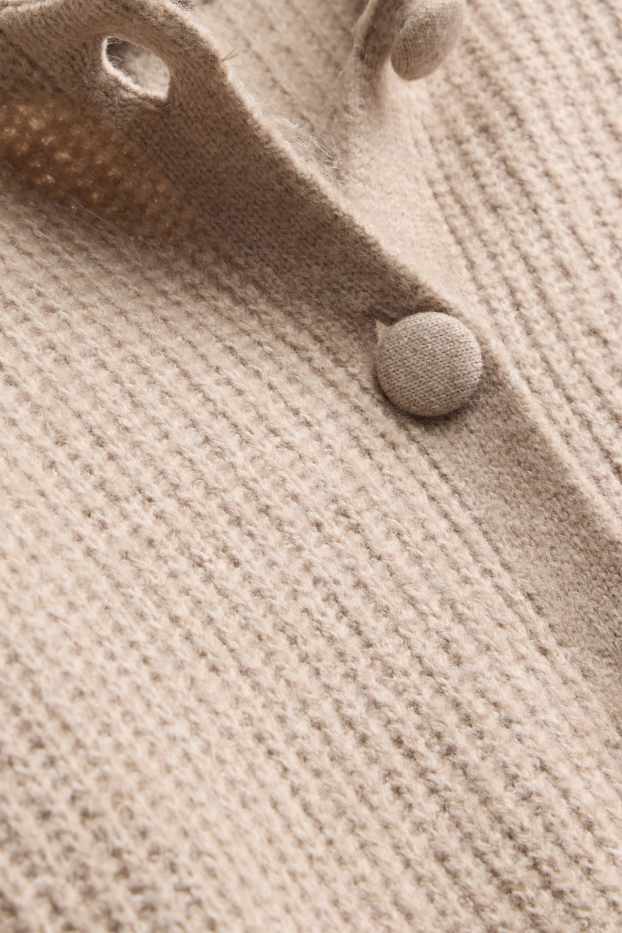 Women - Cardigan - ribbed - light beige