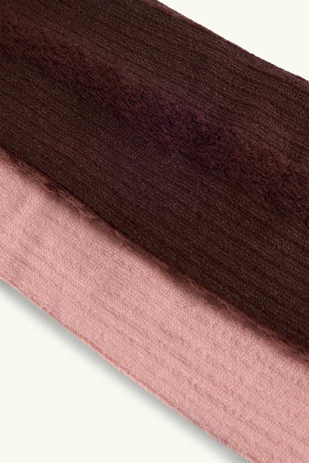Bambine - Confezione da 2 - collant - motivo treccia - marrone / rosa