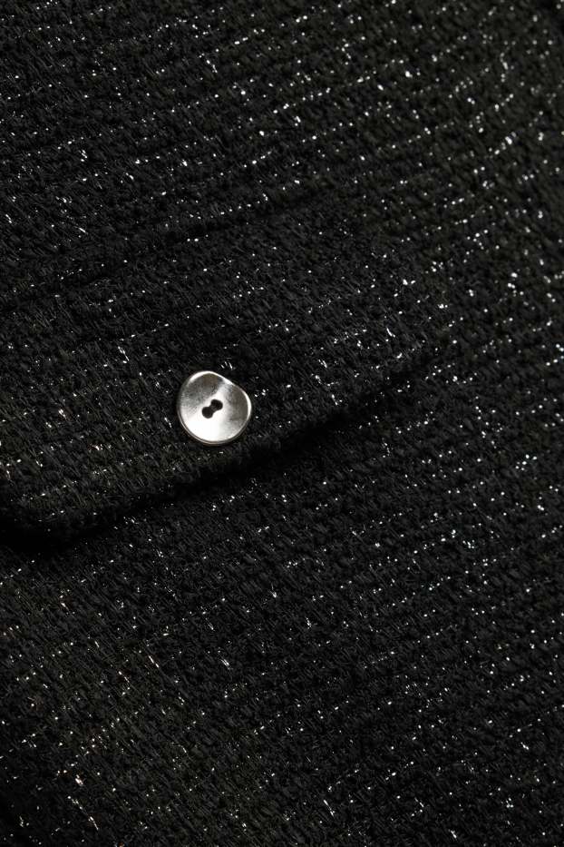Donna - Pantaloni - vita alta - gamba ampia - effetto brillante - nero / argento