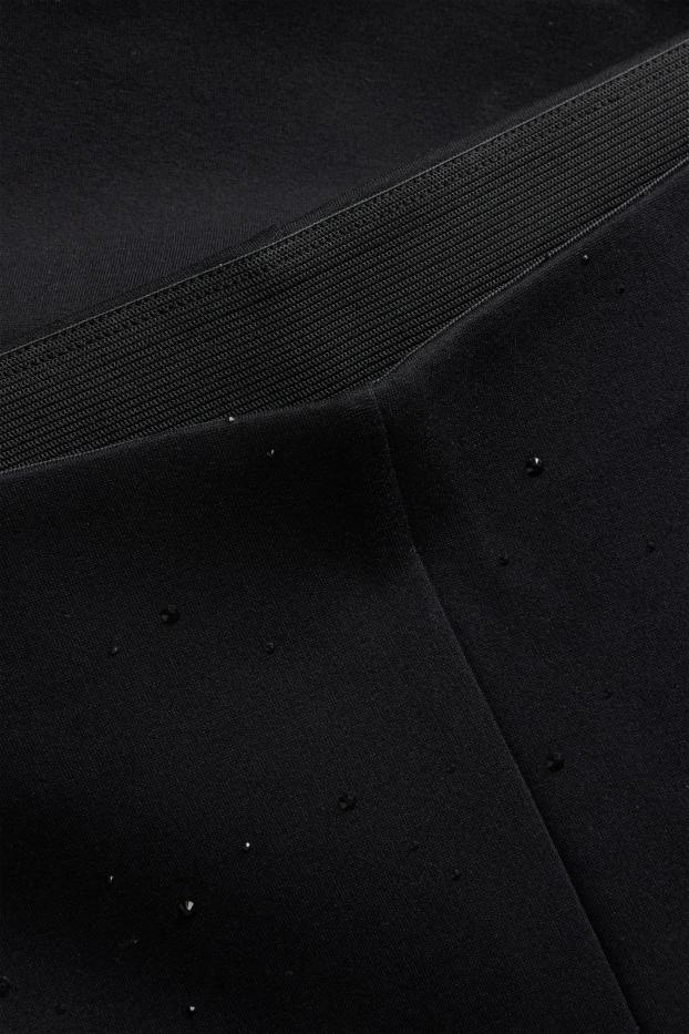Donna - Pantaloni con strass - vita media - flared - nero