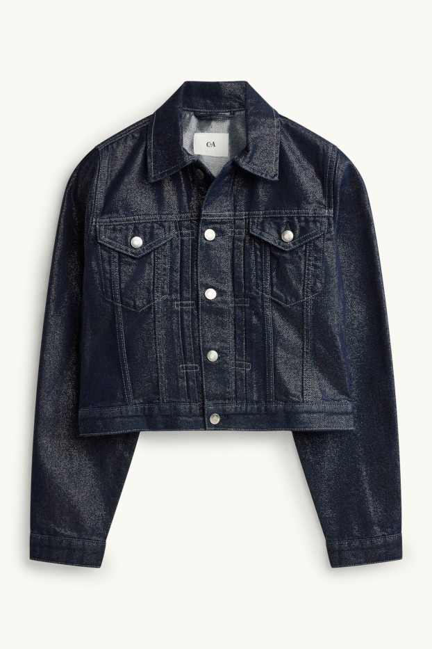 Women - Denim jacket - shiny - denim-dark blue