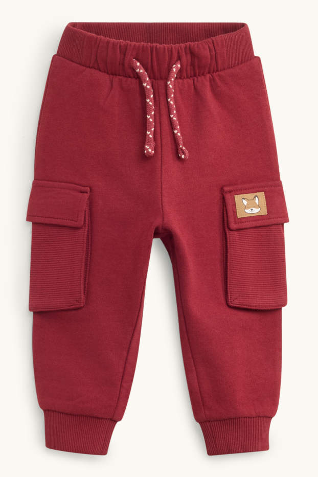 Bebeluși - băieți - Vulpe - pantaloni de trening bebeluși, model cargo - roșu