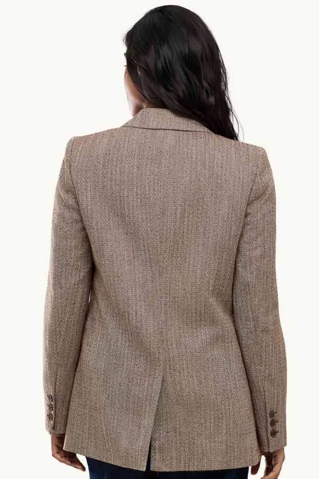 Femei - Blazer lung - regular fit - cu model - maro