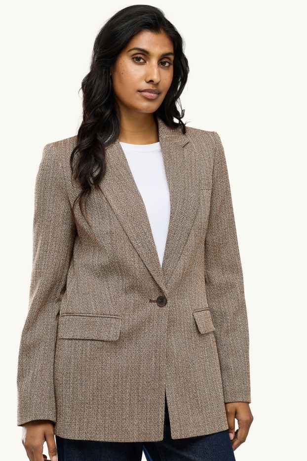 Femei - Blazer lung - regular fit - cu model - maro