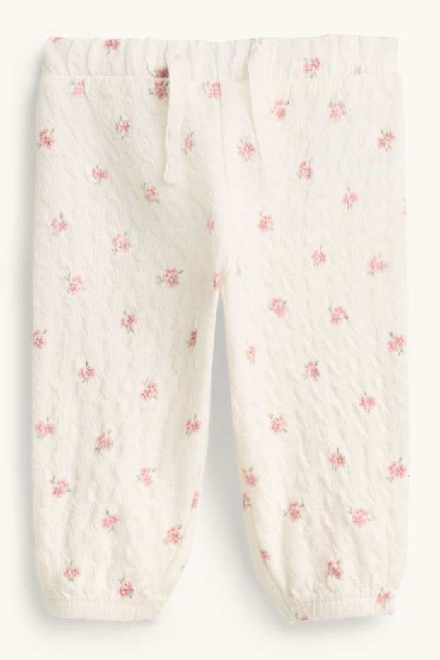 Nadó nena - Floretes - Pantalons per a nounat - texturats - blanc trencat