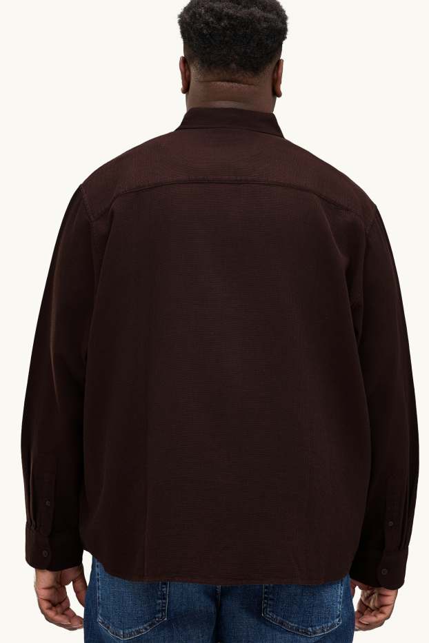 Herren - Hemd - Regular Fit - Kent - strukturiert - dunkelbraun