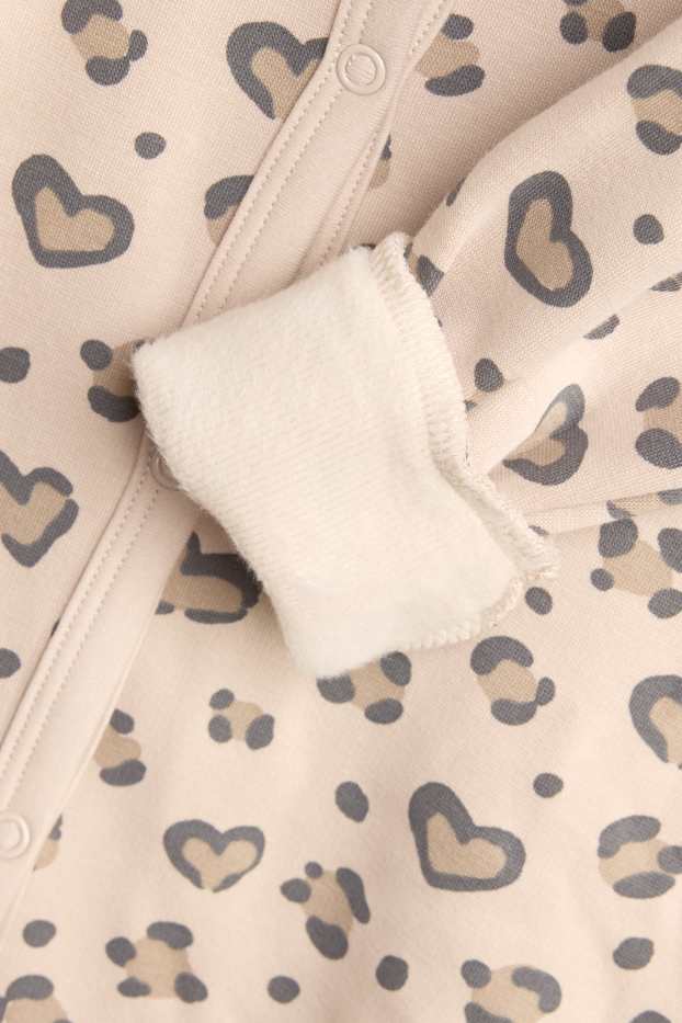 Baby Mädchen - Leopard - Baby-Schlafanzug - plüschgefüttert - beige