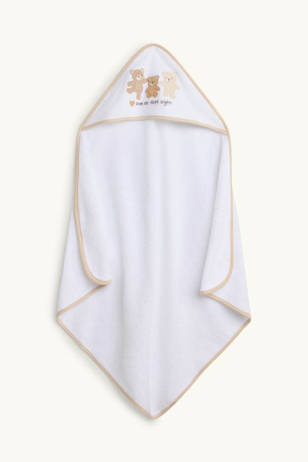 Unisex - Orsacchiotto - asciugamano con cappuccio per neonati - 80 x 80 cm - bianco / beige