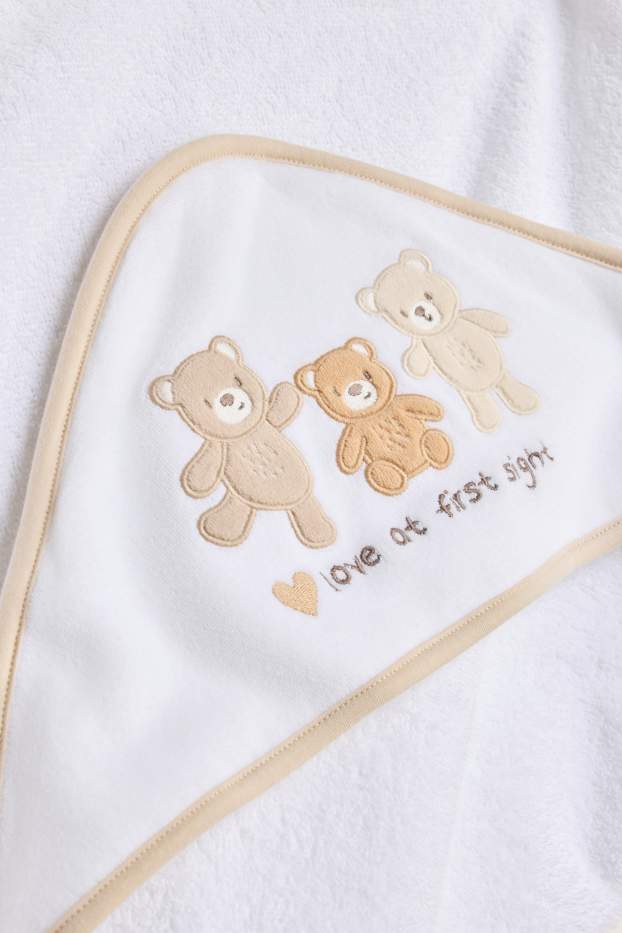 Unisex - Orsacchiotto - asciugamano con cappuccio per neonati - 80 x 80 cm - bianco / beige