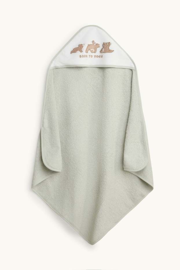 Baby Girls - Little bear - baby towel with hood - light green