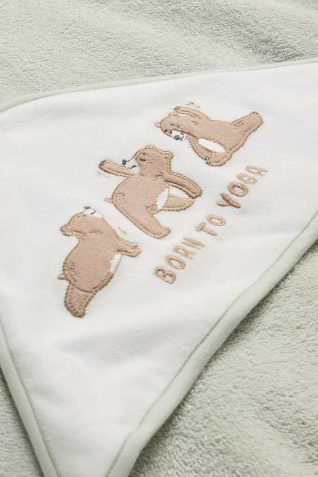 Baby Girls - Little bear - baby towel with hood - light green