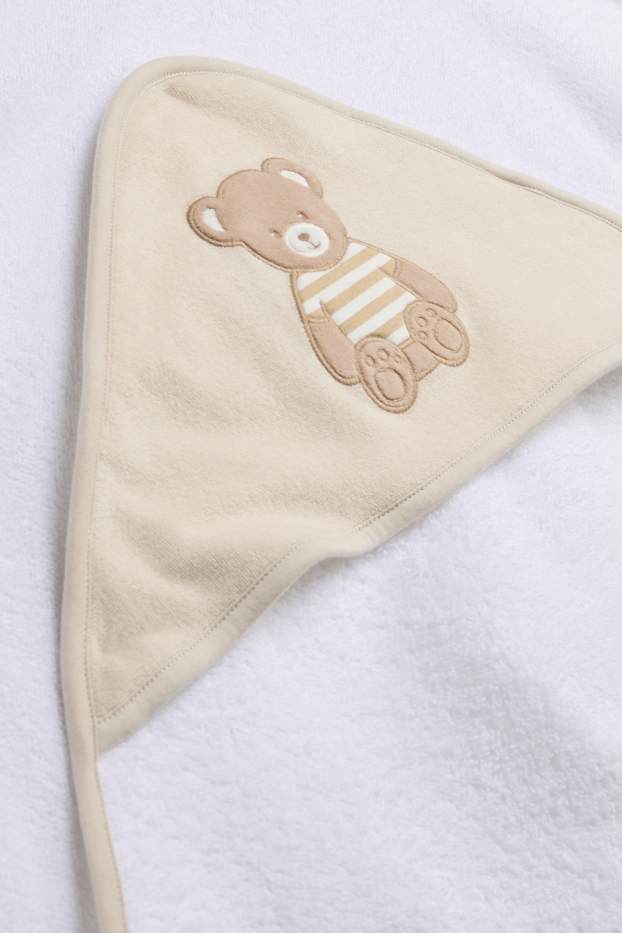 Baby Girls - Teddy bear - baby towel with hood - white / beige