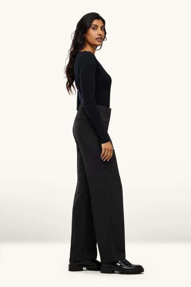 Femmes - Pantalon de bureau - high waist - regular fit - noir