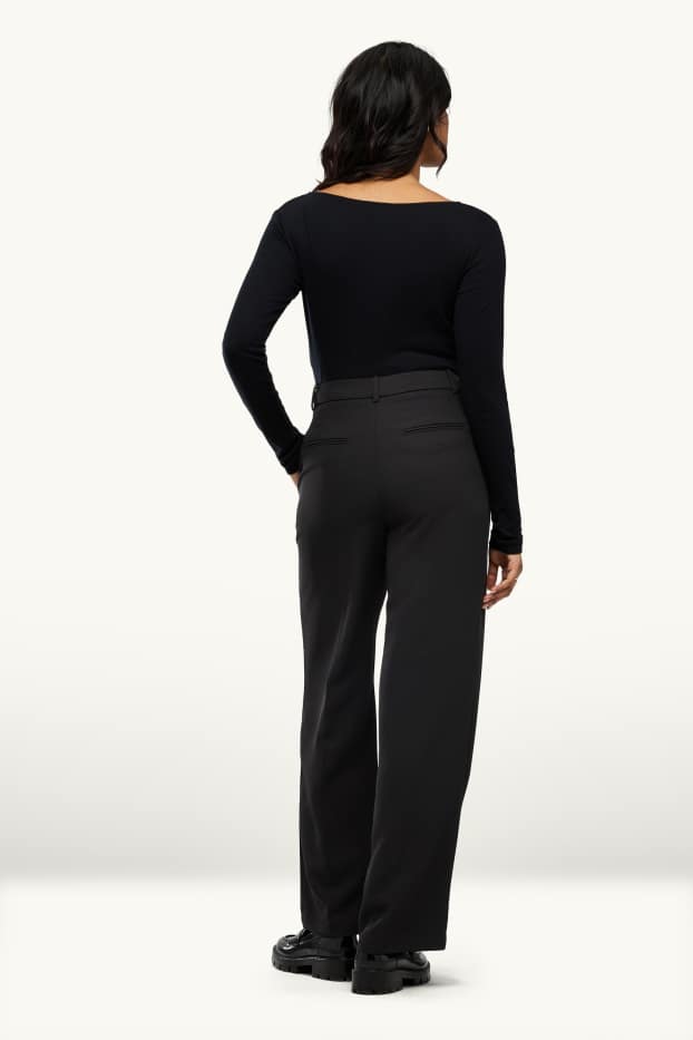 Femmes - Pantalon de bureau - high waist - regular fit - noir