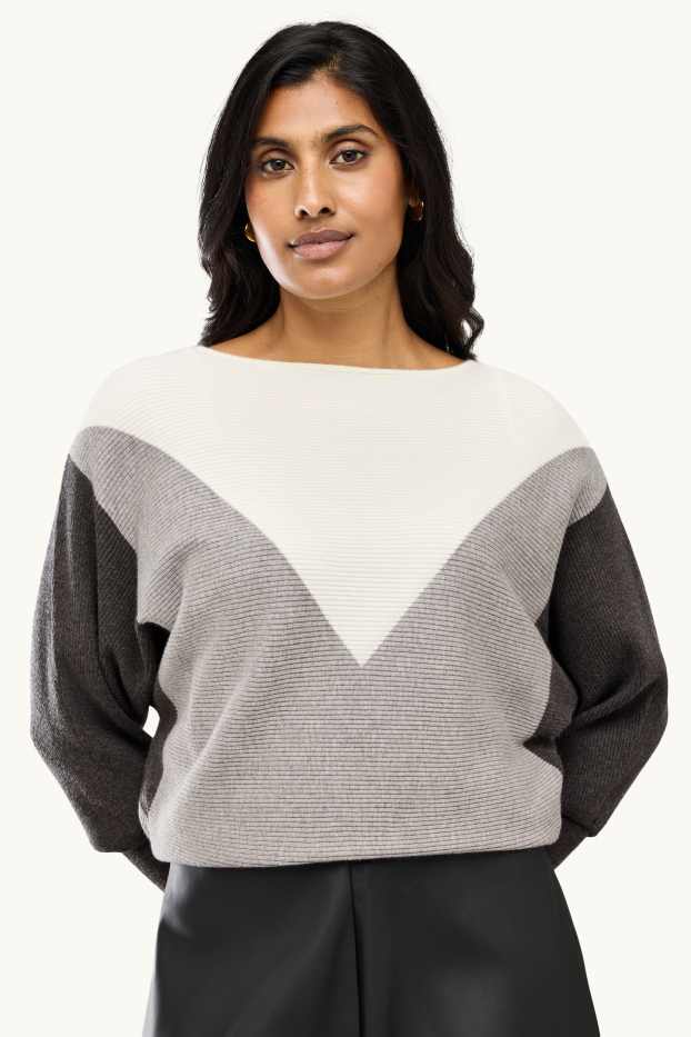 Femmes - Pull - côtelé - gris
