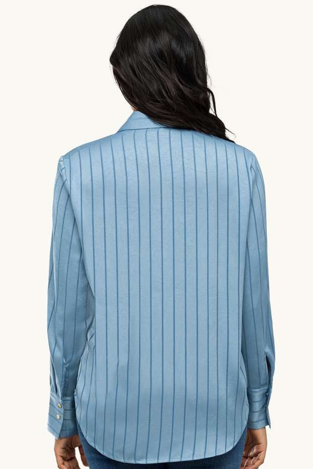 Women - Blouse - pinstripe - blue
