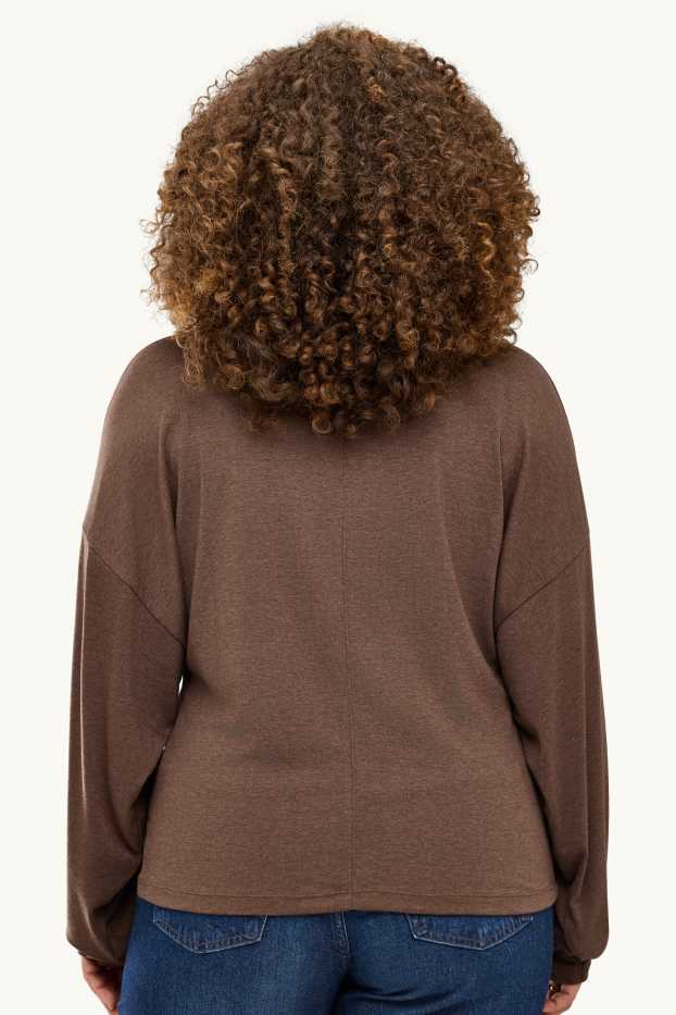 Damen - Langarmshirt - Relaxed Fit - braun